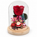Cúpula Navidad Papá Noel con rosa eterna, rosa eterna roja en cúpula de cristal, cúpula navideña con Papá Noel, regalo navideño con rosa preservada