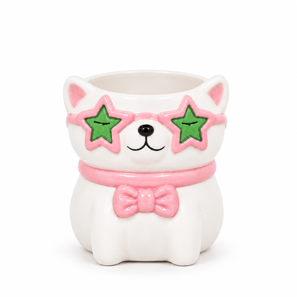 maceta gato rosa gafas