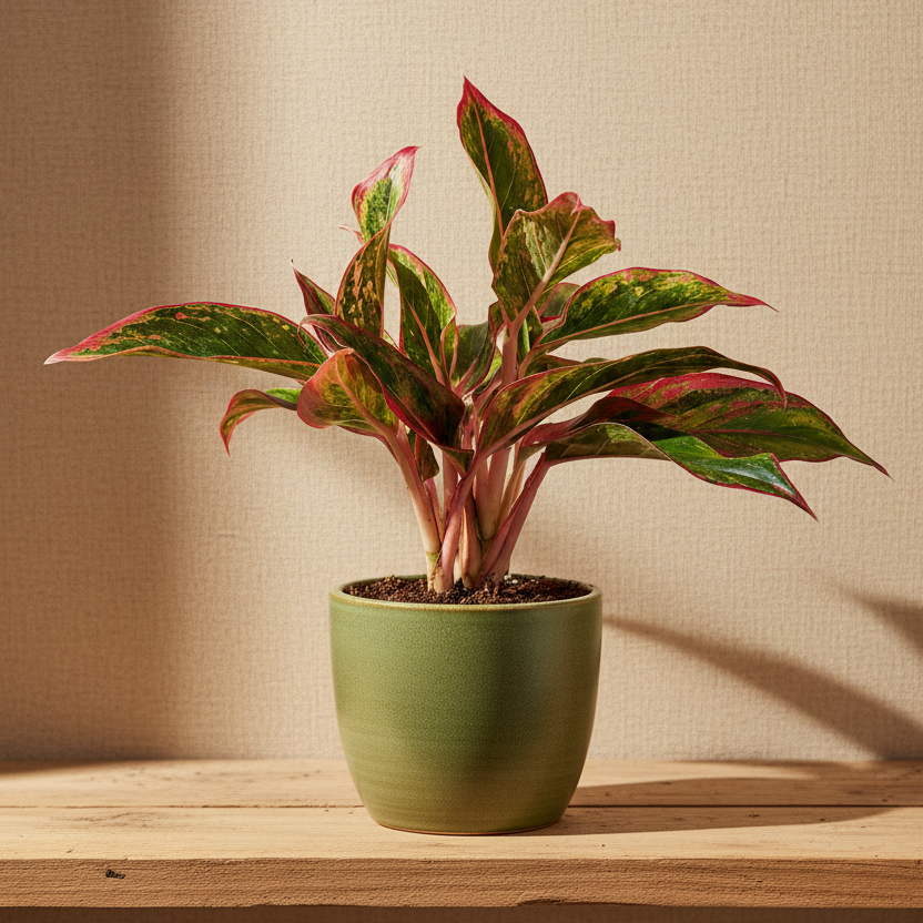 glaonema roja, aglaonema verde y roja, aglaonema tropical, planta tropical de interior,