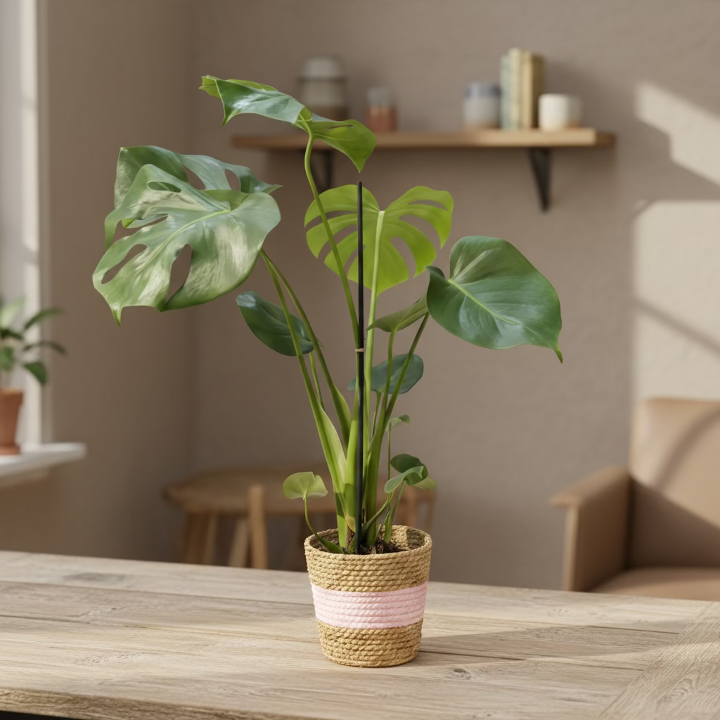 monstera decorativa, planta de interior hojas grandes, monstera deliciosa planta