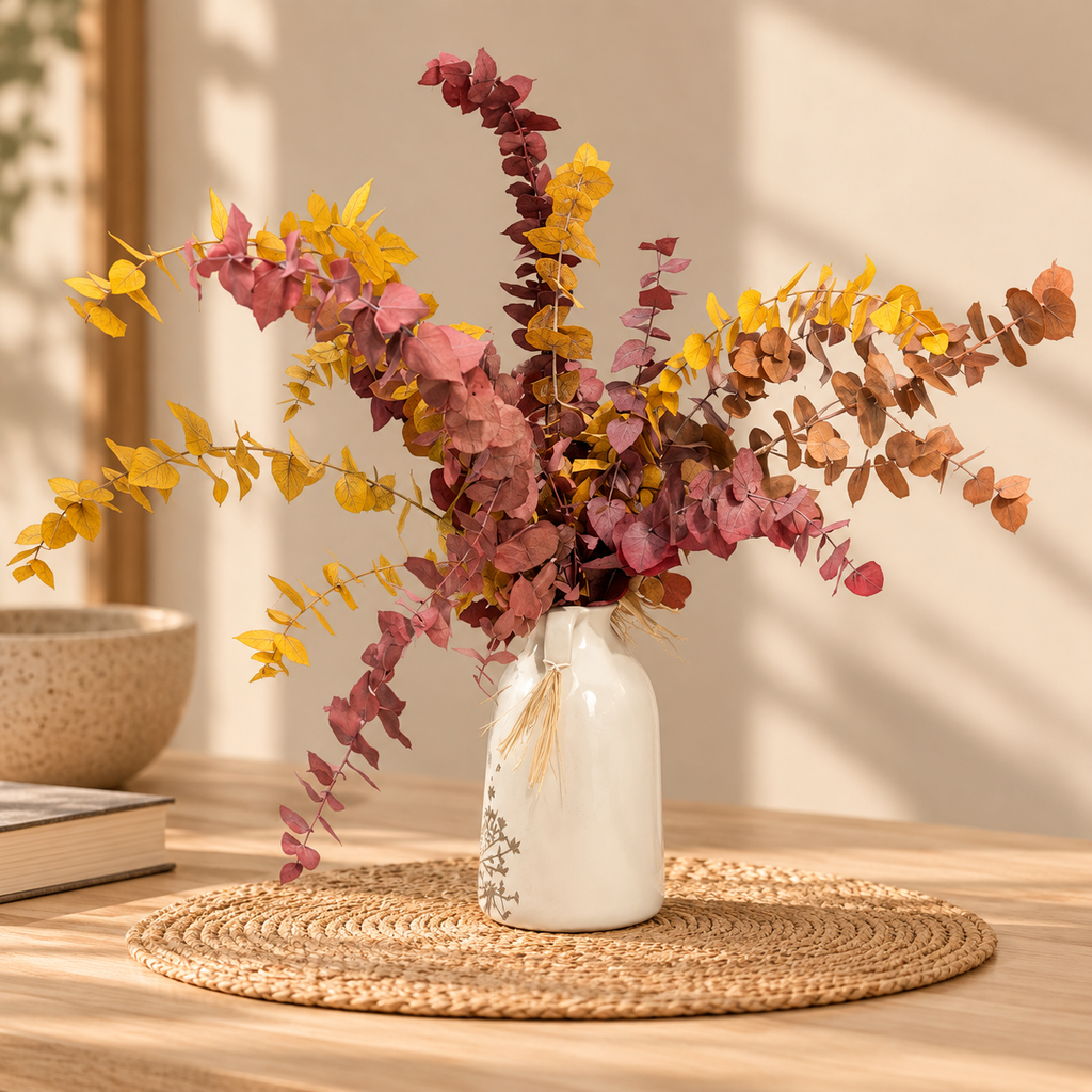 eucalipto seco decorativo, follaje preservado, eucalipto para decoración