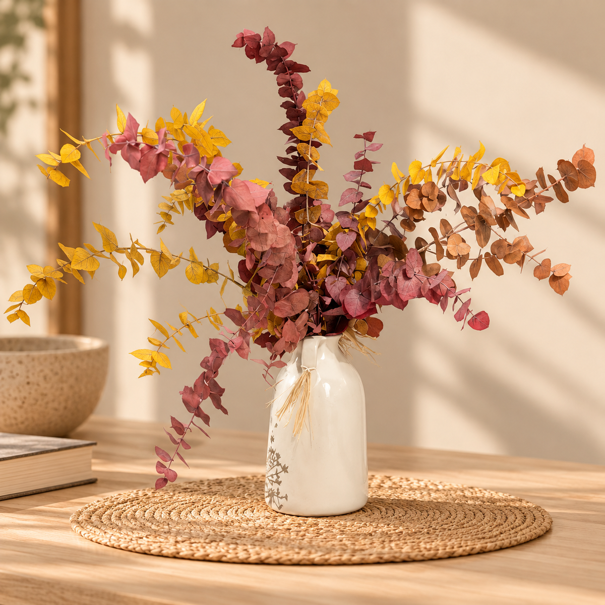 eucalipto seco decorativo, follaje preservado, eucalipto para decoración