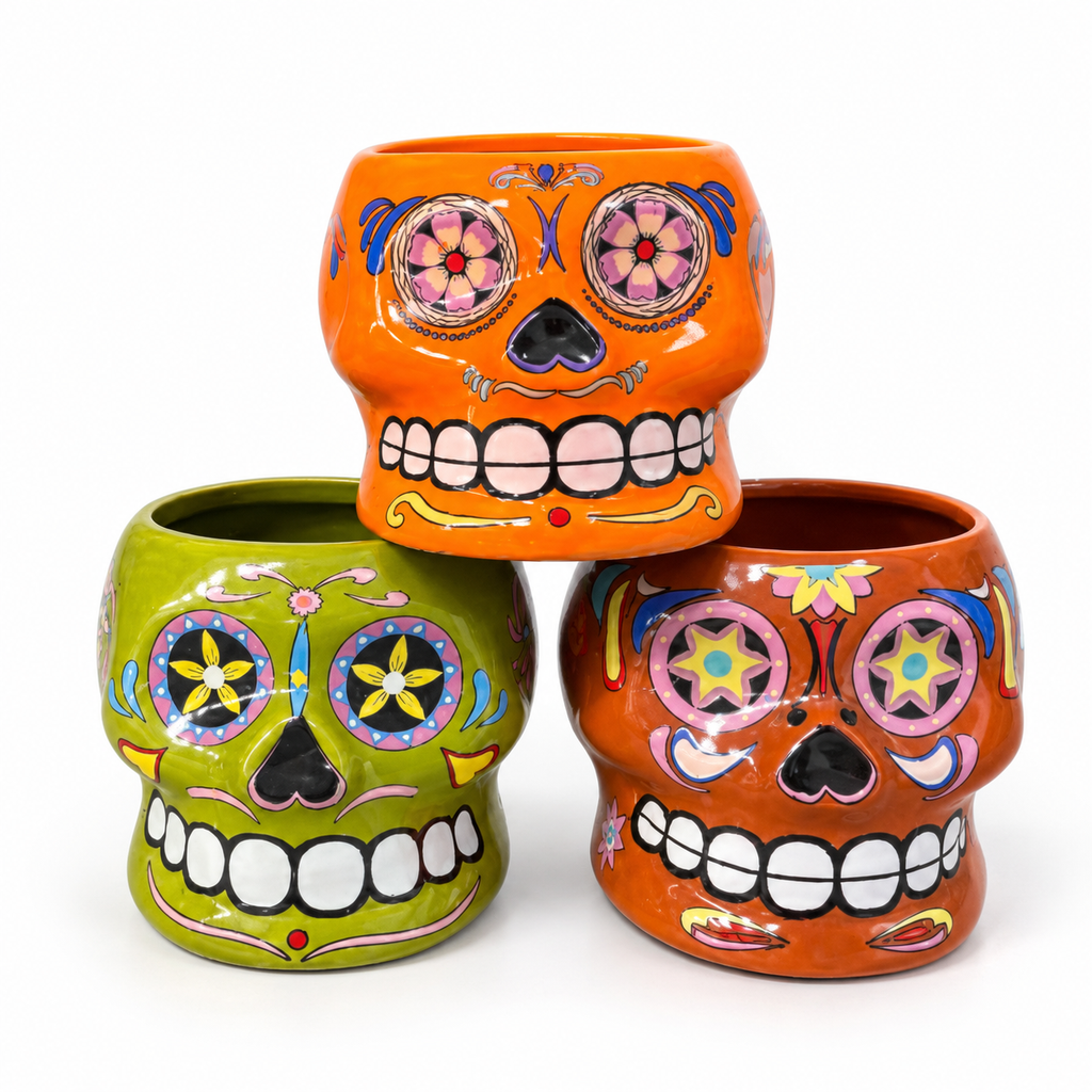 Macetero calavera mexicana 7 cm