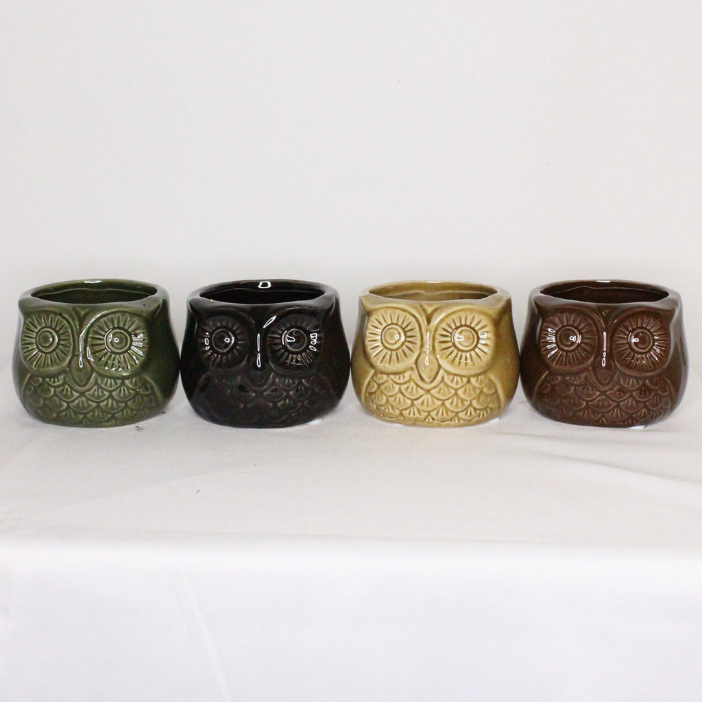 Vaso in ceramica a forma di gufo