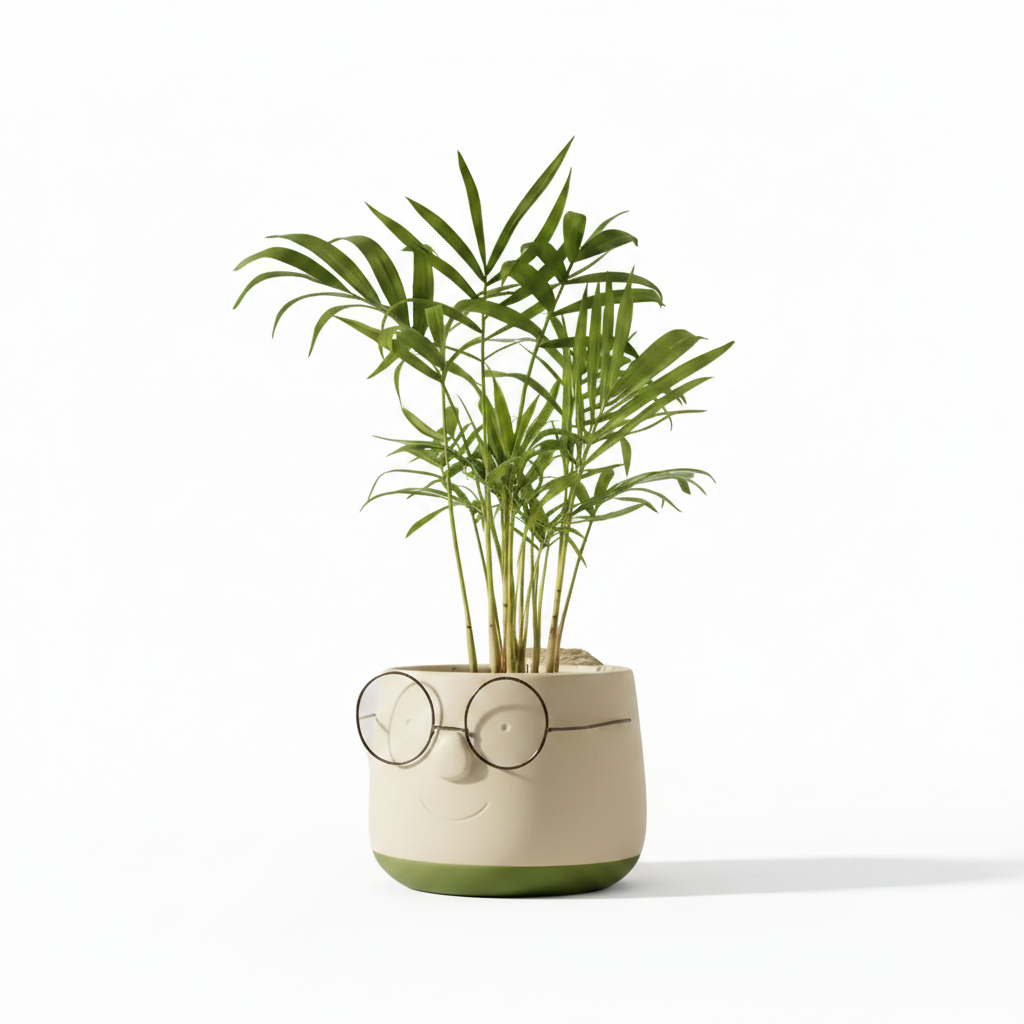 Chamaedorea Elegans + Cache-pot Lunettes (palmier nain, ou palmier de salon)