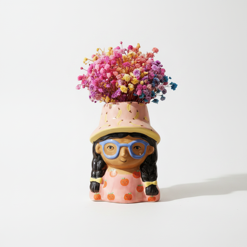 Vasetto Bambina Estate + Mazzolino di Fiori Essiccati