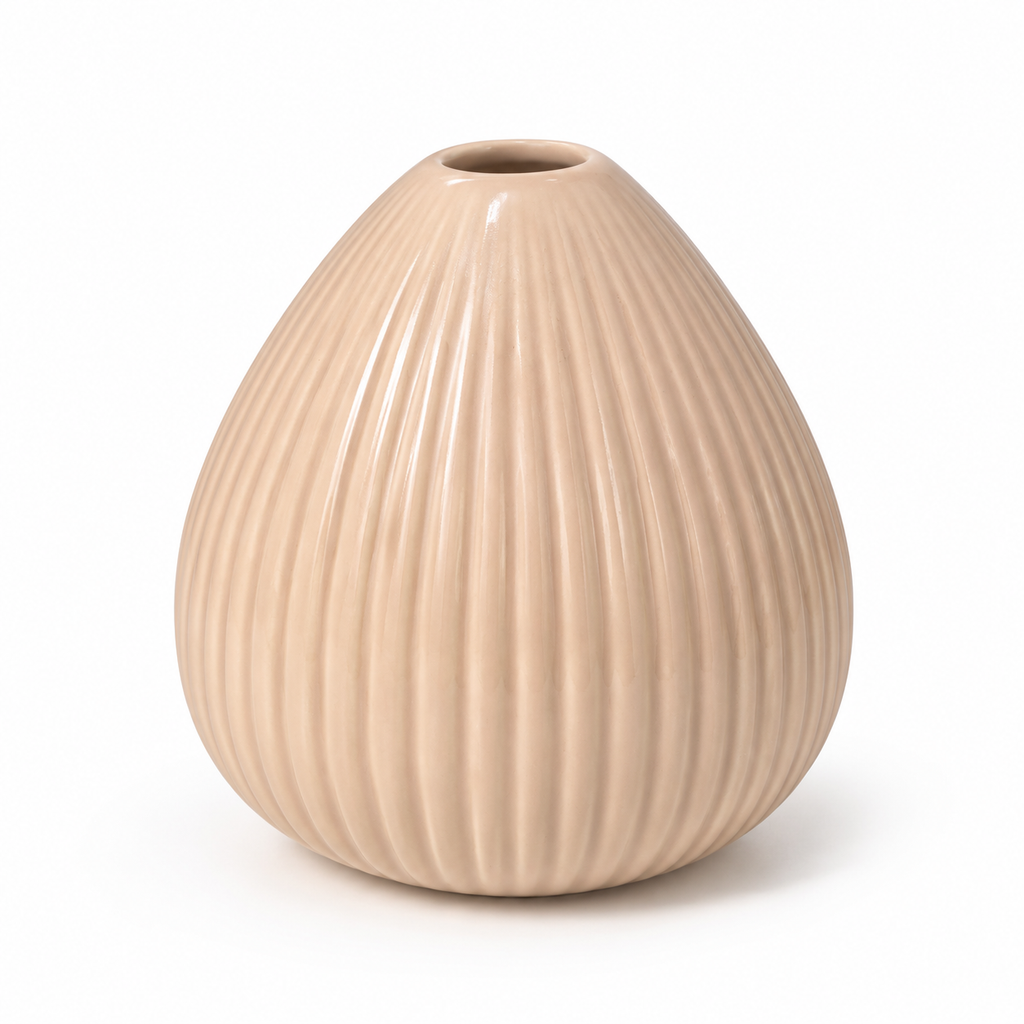 jarrón vintage beige, jarrón beige de cerámica, jarrón acanalado beige, jarrón decorativo vintage, jarrón cerámico beige, jarrón rústico beige