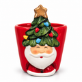 Macetero Papá Noel con árbol de Navidad 6 cm, macetero navideño de cerámica, maceta Papá Noel con árbol como sombrero, macetero pequeño para suculentas, maceta navideña para cactus, decoración navideña para plantas, macetero original de Navidad.