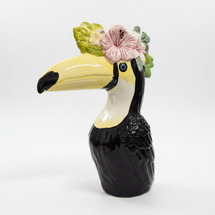 jarron tucan floral