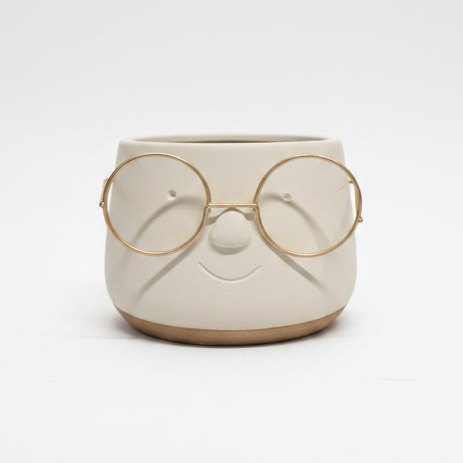 macetero gafas dorado