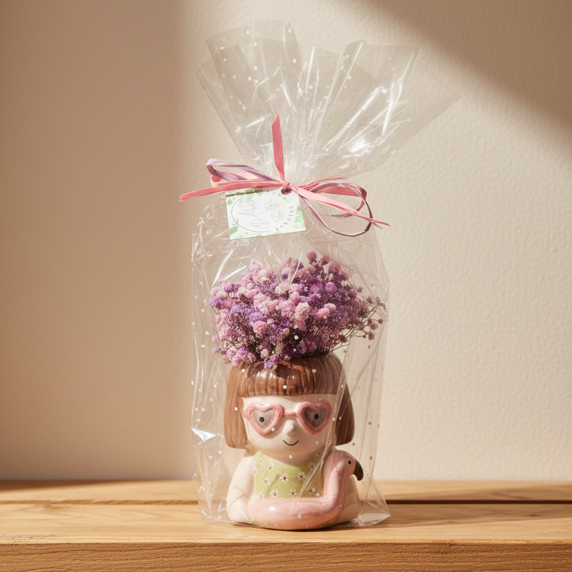 Vaso Niña Spiaggia + Bouquet Preservato